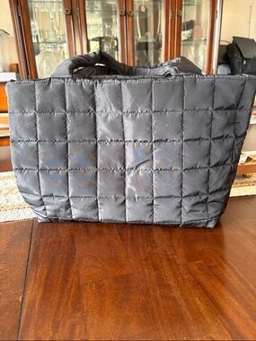 Quilted Black Tote Bag - Lightweight Everyday Carry